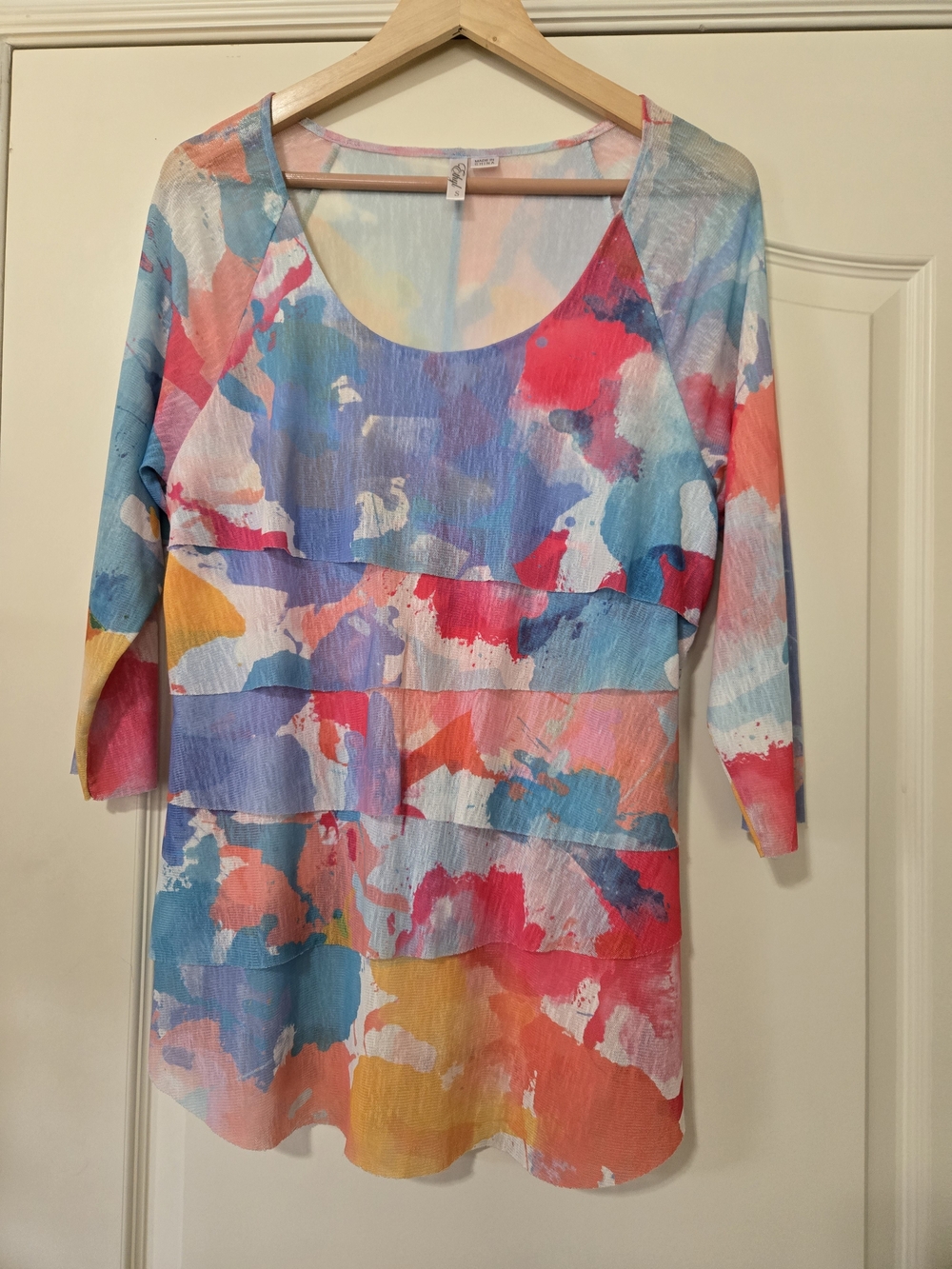Colorful Watercolor Print Tunic Top - Multicolor